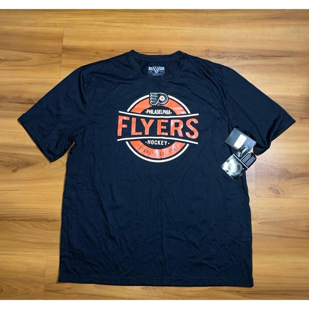 Mens NWT Levelwear Philadelphia Flyers NHL Crewneck Hockey T-Shirt